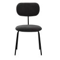 Lot de 4 chaises tissu maille douce noir arrière dossier bois pieds métal noir - DARLENE