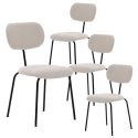 Lot de 4 chaises tissu maille douce beige arrière dossier bois pieds métal noir - DARLENE