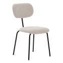 Lot de 4 chaises tissu maille douce beige arrière dossier bois pieds métal noir - DARLENE