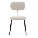 Lot de 4 chaises tissu maille douce beige arrière dossier bois pieds métal noir - DARLENE