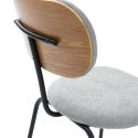 Lot de 6 chaises tissu maille douce gris arrière dossier bois pieds métal noir - DARLENE