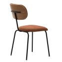 Lot de 6 chaises tissu maille douce brique arrière dossier bois pieds métal noir - DARLENE