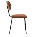 Lot de 6 chaises tissu maille douce brique arrière dossier bois pieds métal noir - DARLENE