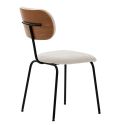 Lot de 6 chaises tissu maille douce beige arrière dossier bois pieds métal noir - DARLENE