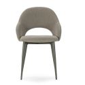 Lot de 4 chaises enveloppantes en tissu maille et pieds métal vert - LAYANI