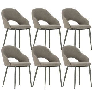 Lot de 6 chaises enveloppantes en tissu maille et pieds métal vert - LAYANI