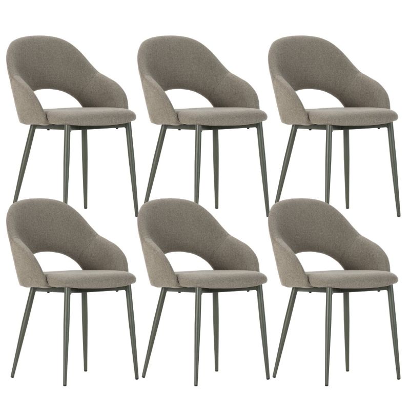 Lot de 6 chaises enveloppantes en tissu maille et pieds métal vert - LAYANI