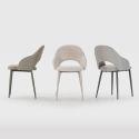 Lot de 6 chaises enveloppantes en tissu maille et pieds métal vert - LAYANI