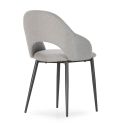 Lot de 6 chaises enveloppantes en tissu maille perle pieds métal gris - LAYANI