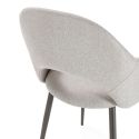 Lot de 6 chaises enveloppantes en tissu maille perle pieds métal gris - LAYANI