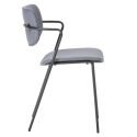 Lot de 4 chaises structure métal noir assise et dossier en PU gris bleuté - AKIMA
