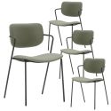 Lot de 4 chaises structure métal noir assise et dossier en PU vert - AKIMA