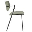 Lot de 4 chaises structure métal noir assise et dossier en PU vert - AKIMA