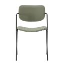 Lot de 4 chaises structure métal noir assise et dossier en PU vert - AKIMA