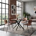 Lot de 4 chaises structure métal noir assise et dossier en PU brique - AKIMA