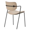 Lot de 4 chaises structure métal noir assise et dossier en PU beige - AKIMA