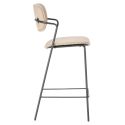 Lot de 4 tabourets de bar structure métal noir assise et dossier en PU gris bleuté - AKIMA