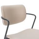 Lot de 4 tabourets de bar structure métal noir assise et dossier en PU gris bleuté - AKIMA