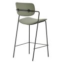 Lot de 4 tabourets de bar structure métal noir assise et dossier en PU vert - AKIMA