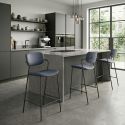 Lot de 4 tabourets de bar structure métal noir assise et dossier en PU brique - AKIMA