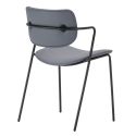 Lot de 6 chaises structure métal noir assise et dossier en PU gris bleuté - AKIMA