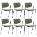 Lot de 6 chaises structure métal noir assise et dossier en PU vert - AKIMA