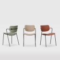 Lot de 6 chaises structure métal noir assise et dossier en PU vert - AKIMA