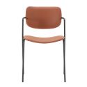 Lot de 6 chaises structure métal noir assise et dossier en PU brique - AKIMA