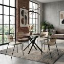 Lot de 6 chaises structure métal noir assise et dossier en PU beige - AKIMA
