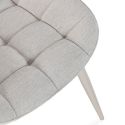 Lot de 4 chaises en tissu maille avec surpiqûres beige pieds métal crème - RIBEL