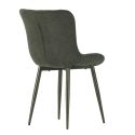 Lot de 6 chaises en tissu maille avec surpiqûres et pieds métal vert - RIBEL