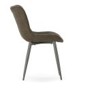 Lot de 6 chaises en tissu maille avec surpiqûres et pieds métal vert - RIBEL