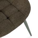 Lot de 6 chaises en tissu maille avec surpiqûres et pieds métal vert - RIBEL