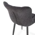 Lot de 6 chaises en tissu maille avec surpiqûres et pieds métal gris foncé - RIBEL