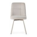 Lot de 4 chaises pivotantes tissu maillé beige surpiqûres décalées et pieds en métal crème - MICHAL
