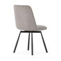 Lot de 4 chaises pivotantes tissu maillé gris surpiqûres décalées et pieds en métal noir - MICHAL