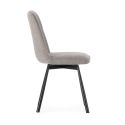 Lot de 4 chaises pivotantes tissu maillé gris surpiqûres décalées et pieds en métal noir - MICHAL