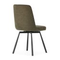 Lot de 6 chaises pivotantes tissu maillé vert surpiqûres décalées et pieds en métal noir - MICHAL