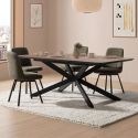 Lot de 4 chaises pivotantes tissu maillé vert surpiqûres décalées et pieds en métal noir - MICHAL