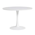 Table ronde blanche + 4 chaises bois beige et métal blanc - CANTIQUE