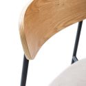 Table ronde blanche + 4 chaises bois taupe et métal noir - CANTIQUE