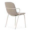 Table rectangle + 4 chaises tissu beige pieds métal crème - AXELLE