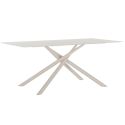 Table rectangle + 4 chaises tissu beige pieds métal crème - AXELLE