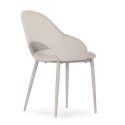 Table ronde crème + 4 chaises beige design pieds métal crème - AXELLE