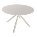 Table ronde crème + 4 chaises vertes design pieds métal vert - AXELLE