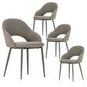 Table ronde crème + 4 chaises vertes design pieds métal vert - AXELLE