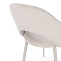 Table ronde crème + 4 chaises tissu beige pieds métal crème - AXELLE