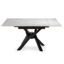 Table ext. en pierre blanche + 4 chaises pivotantes brique - ARIETTE
