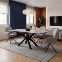 Table ext. en pierre blanche + 4 chaises pivotantes grises - ARIETTE