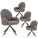 Table ext. en pierre blanche + 4 chaises pivotantes grises - ARIETTE